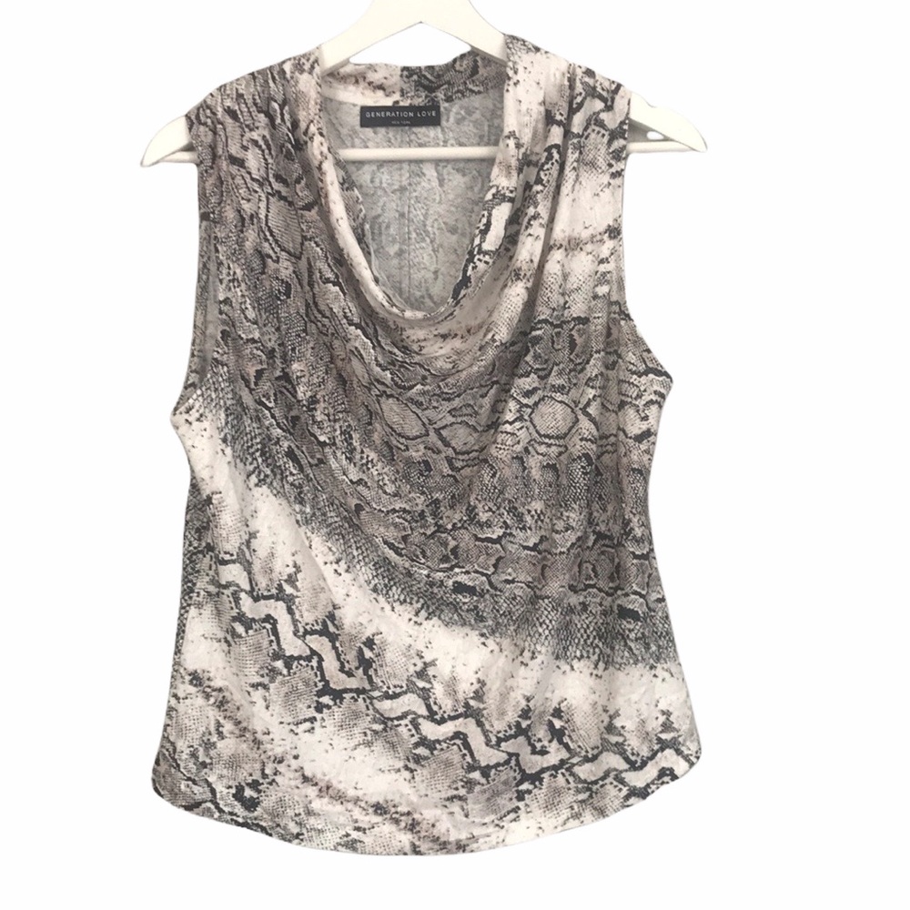 Generation Love Snake Print Cowl Neck Tank M